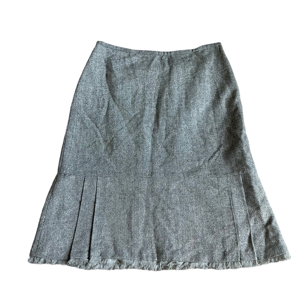 White House Black Market Heather Gray A-Line Pleated Hem Skirt